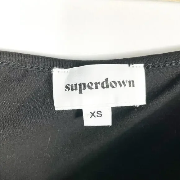 Superdown Lola Cut Out Dress Black Jersey Long Sleeve Square Neck‎ Sz XS - Picture 6 of 9